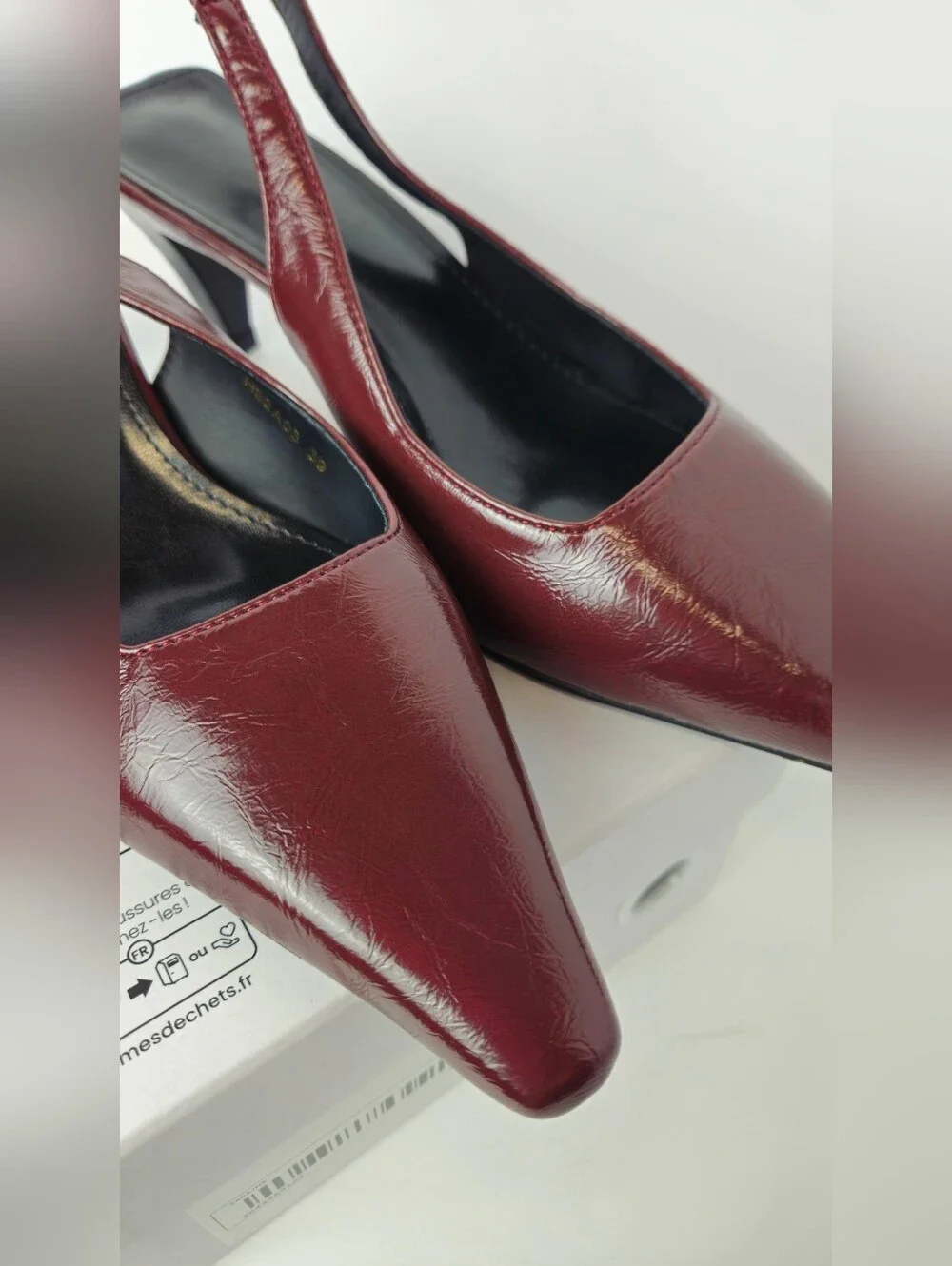 Women's Burgundy Slingback Kitten Heel Pumps - Picture 7 of 11